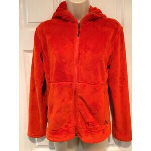 Marmot Sherpa Fleece Hoodie Red Full Zip Y2K Gorpcore Plush Jacket Womens S Cozy